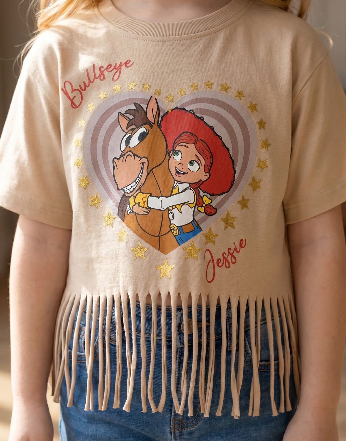 Disney Fringe Short Sleeved T-Shirt | Girls Beige | Official Merch