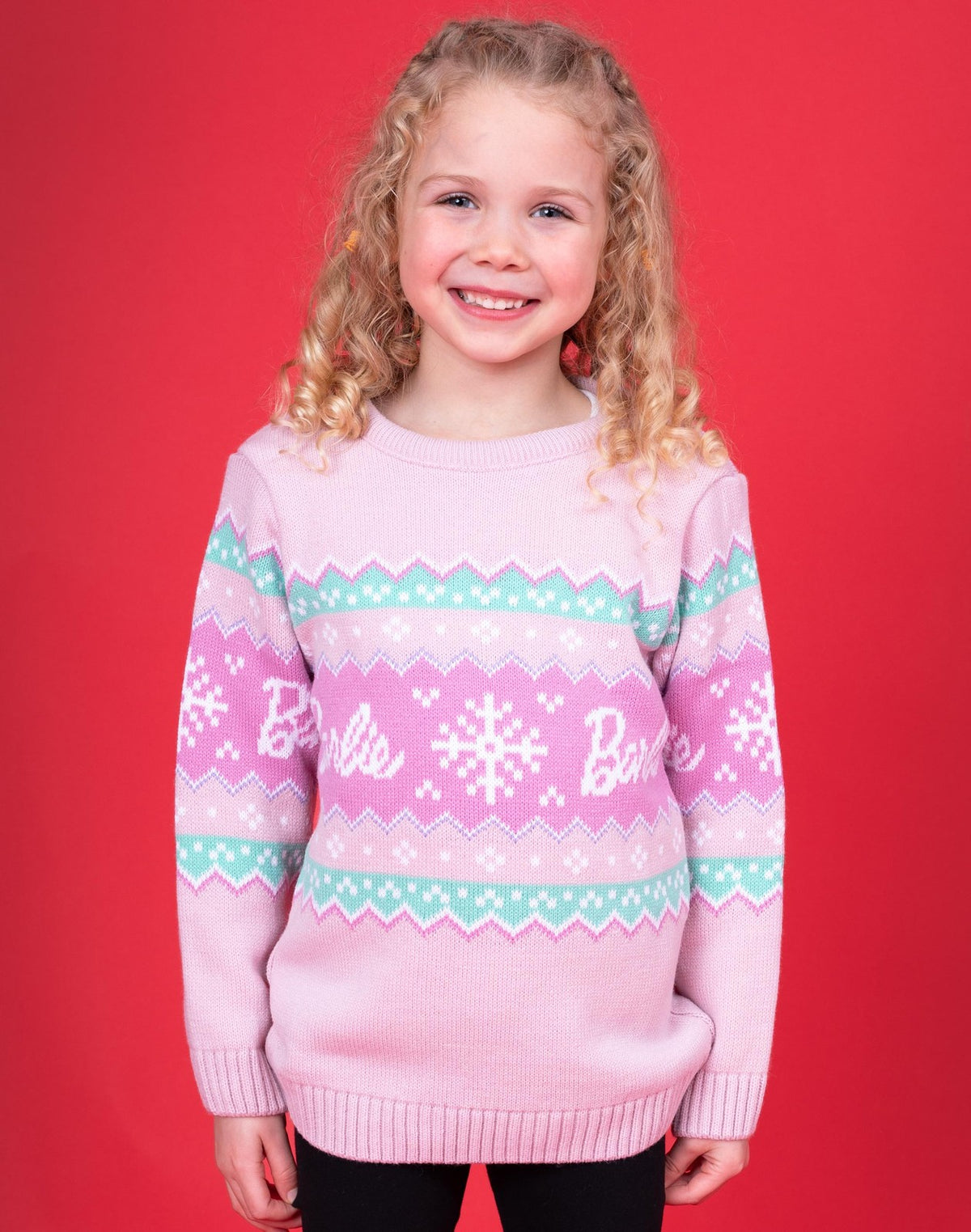 Barbie Christmas Jumper | Girls Pink | Official Merch