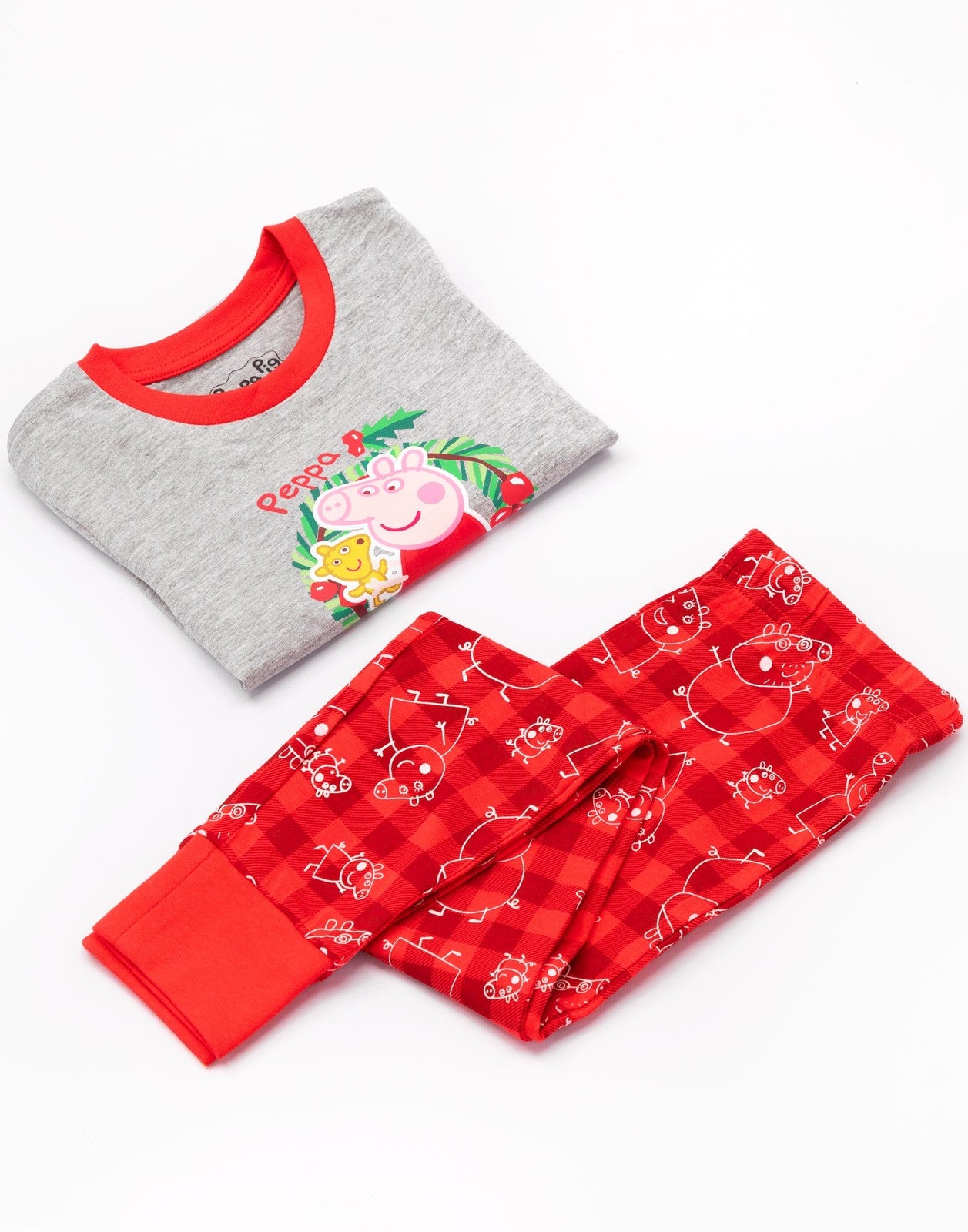 Peppa Pig Long Sleeve Long Leg Pyjama Set | Girls Red | Official Merch
