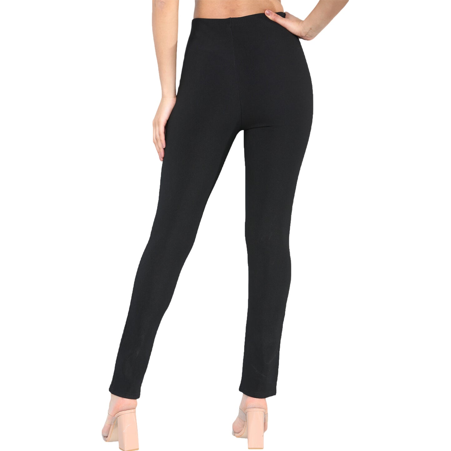 PACK OF 2 LADIES WOMENS STRAIGHT LEG RIBBED TROUSERS STRETCH PULL ON PANTS 8-26