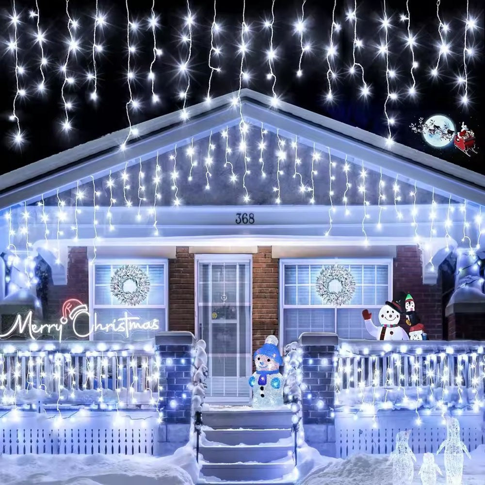 CHRISTMAS LED WHITE SNOWING ICICLE BRIGHT PARTY WEDDING XMAS OUTDOOR LIGHTS