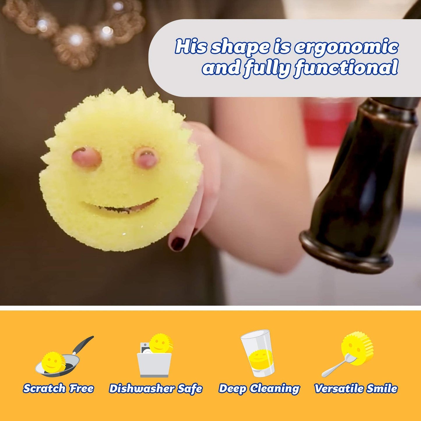 Scrub Daddy Dish Daddy Wand, Refill Heads, Sponge & Connector Head, Soap Disp...