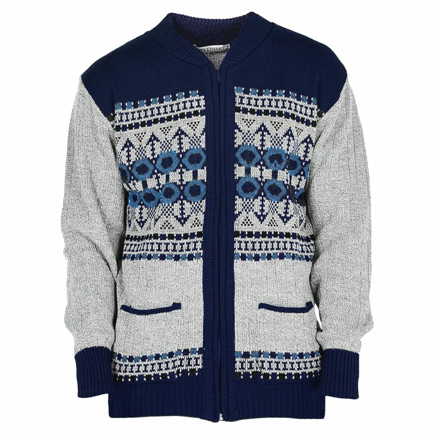 MENS AZTEC PATTERN CARDIGAN ZIP POCKET THICK WINTER WARM SWEATER KNITTED JUMPER