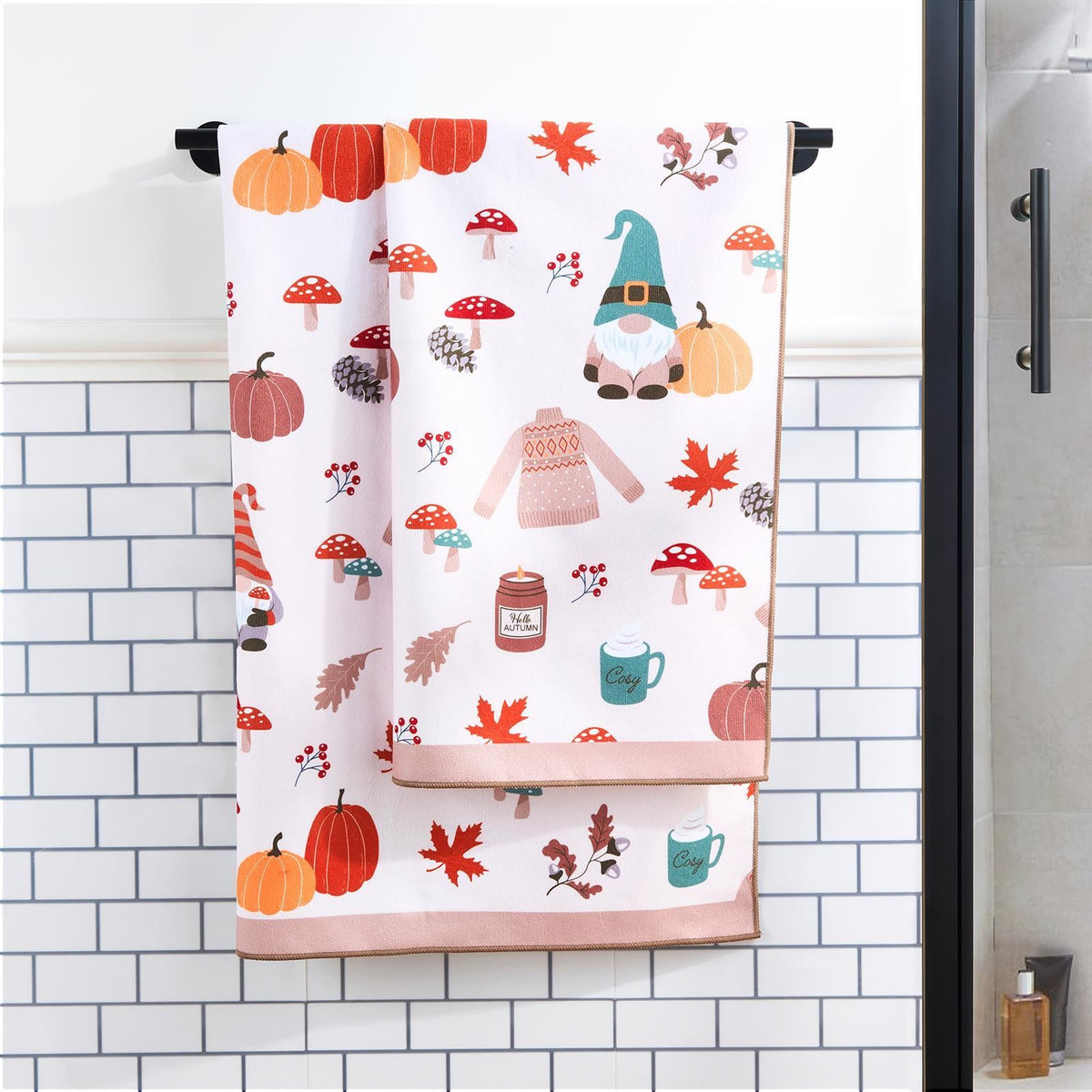 OHS Gonk Print Towels Novelty Xmas Autumn Soft Absorbent Hand Bath Towel Sheet