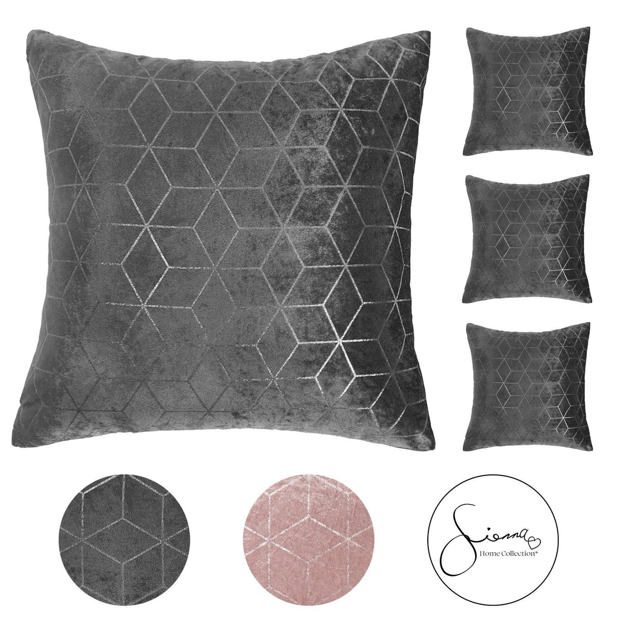 Velvet Cushion Covers Metallic Luxury Geometric Set of 2 or 4 Sofa Chair Inserts