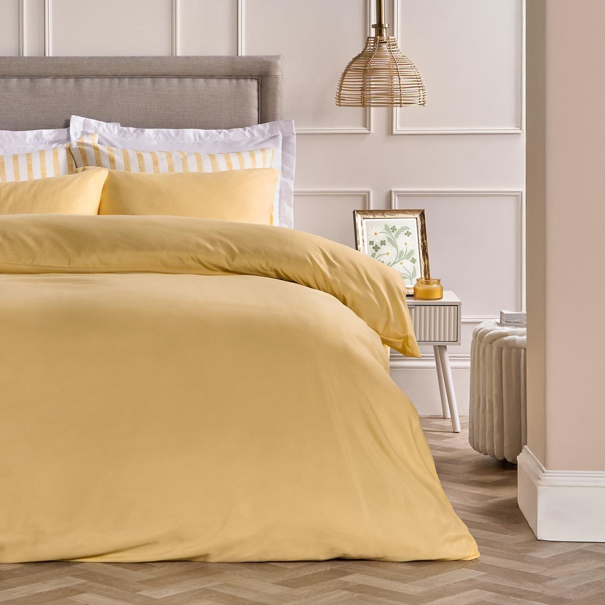 OHS Plain Duvet Cover & Pillowcase Reversible Bedding Set OR Fitted Sheet