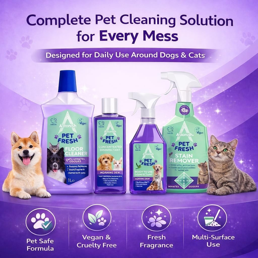 Astonish 4pc Pet Cleaning Bundle – Powerful Odour Eliminator, Safe For Cats&Dogs