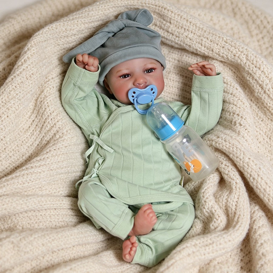 18" Reborn Dolls Lifelike Baby Boy Silicone Vinyl Handmade Newborn Doll Gift Toy