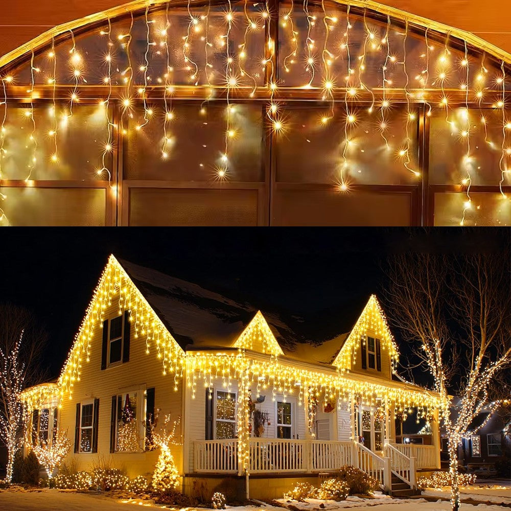 CHRISTMAS LED WHITE SNOWING ICICLE BRIGHT PARTY WEDDING XMAS OUTDOOR LIGHTS