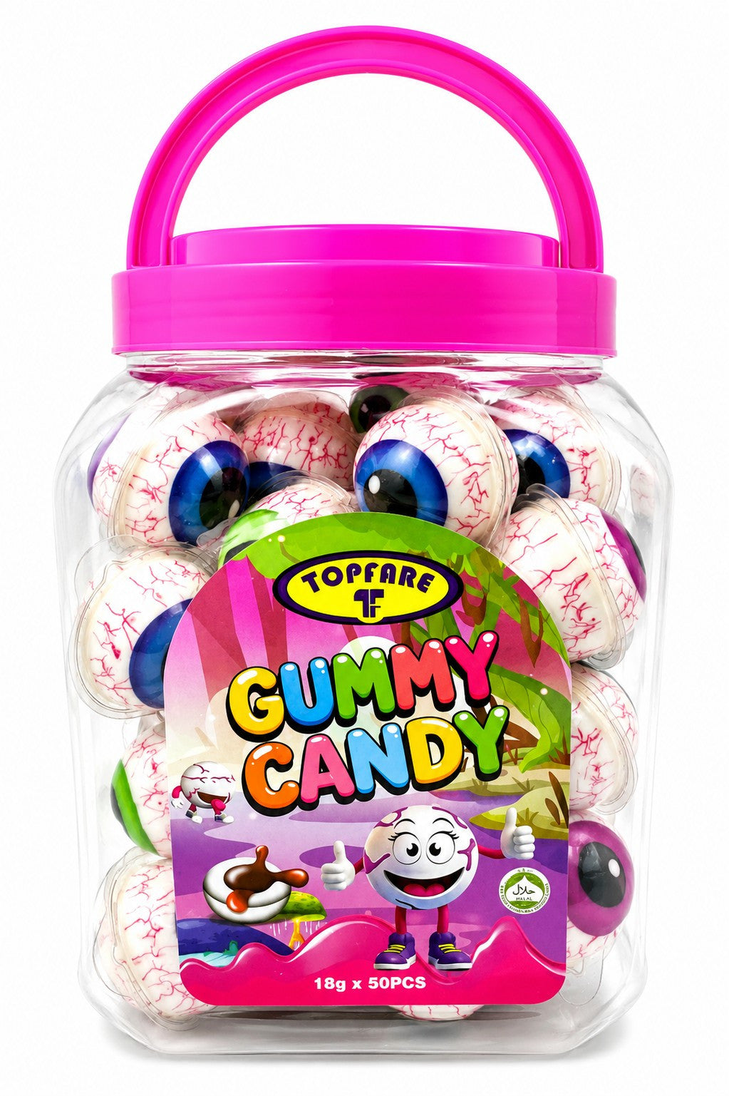 Eye Ball Gummy Juicy Filled Sweets 50 x 18g Halal Halloween Kids Party Bag Gifts