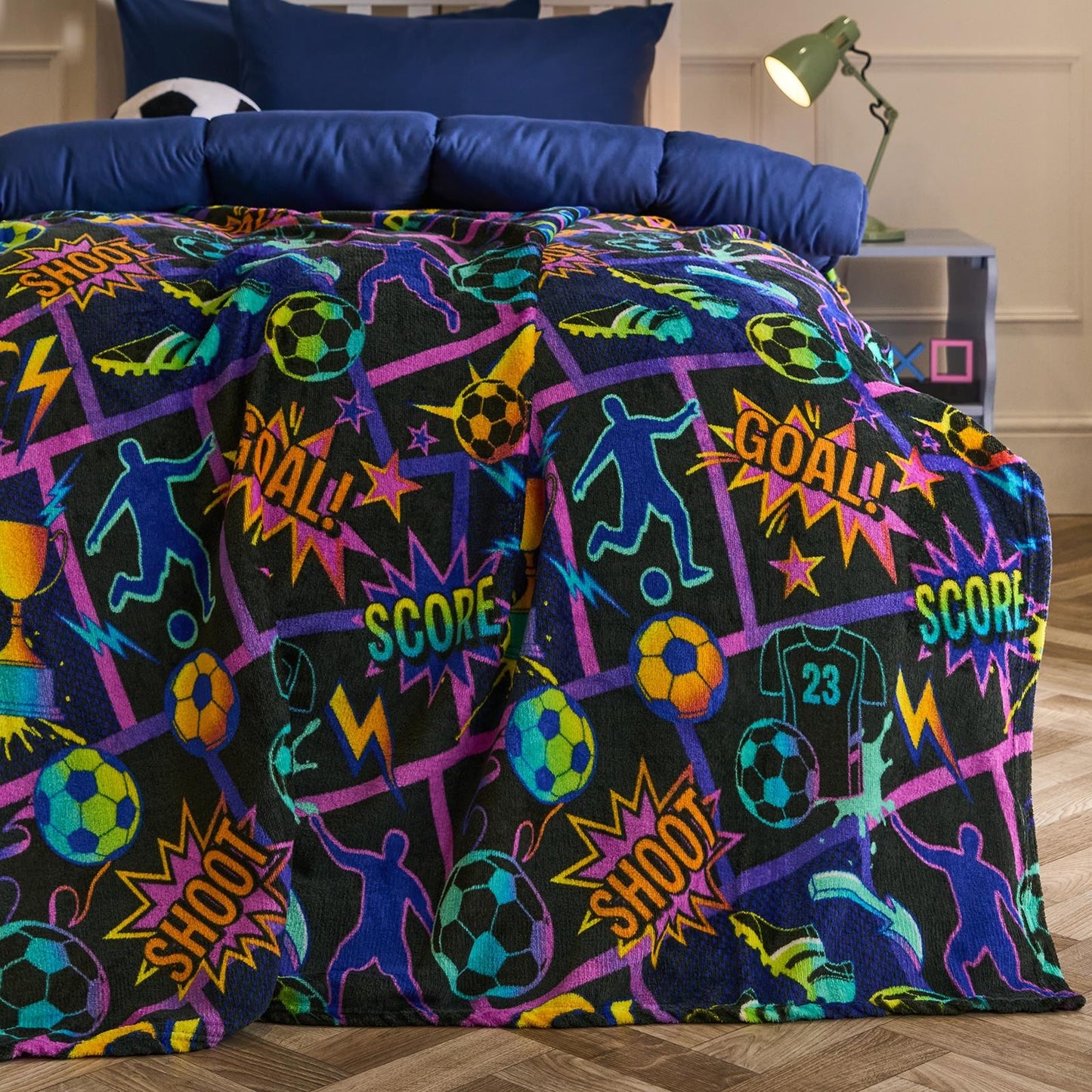 OHS Comic Football Throw Ultra Soft Blanket Flannel Fleece Lightweight Bedspread