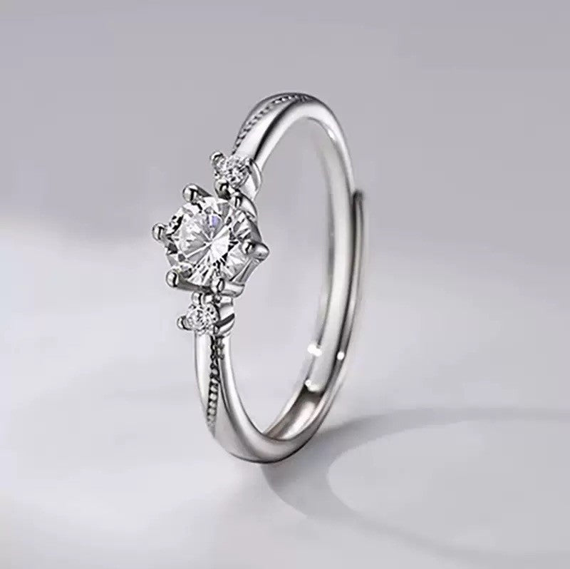925 Sterling Silver Crystal Stone Adjustable Ring Women Girls Jewellery Gift UK
