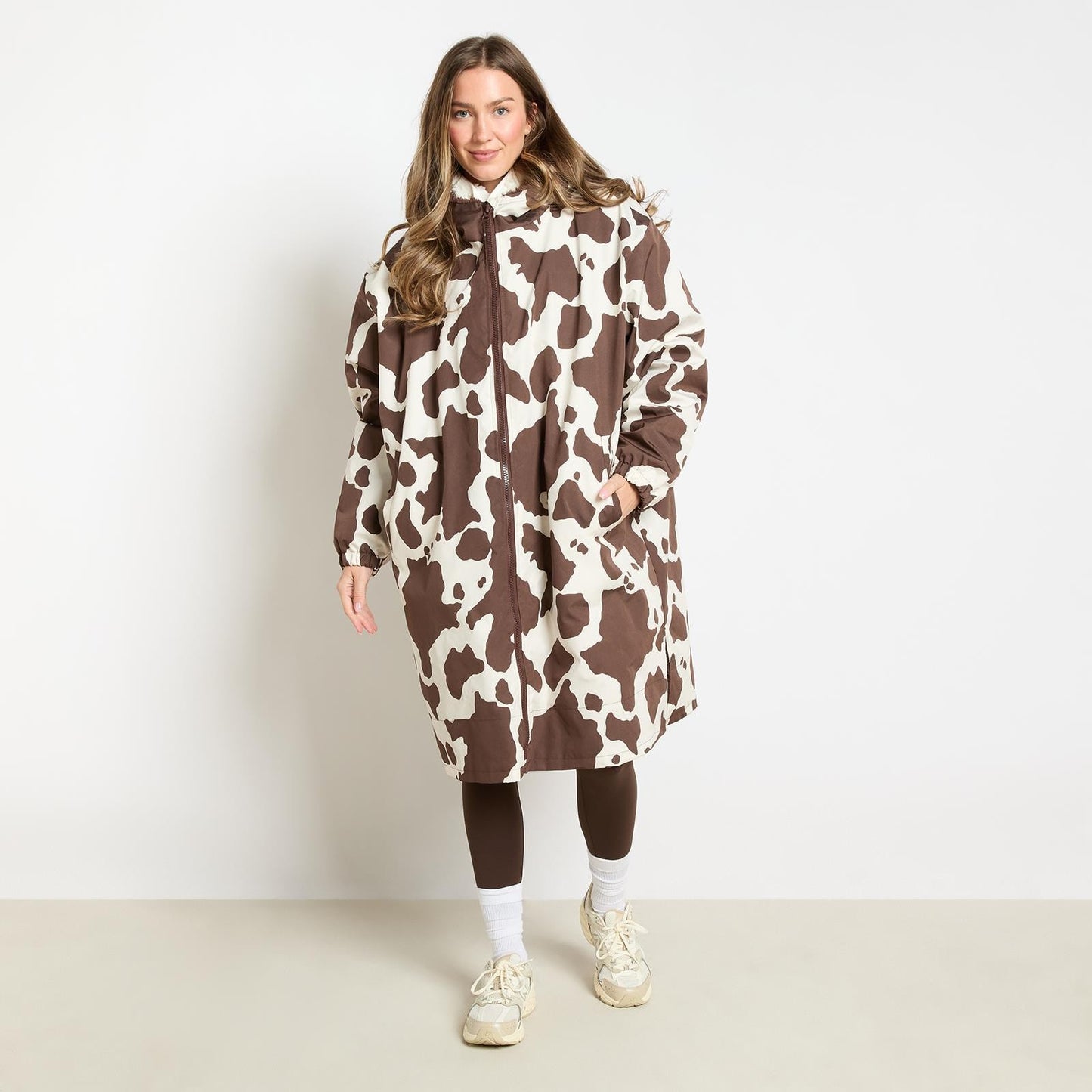 OHS Coat Drying Robe Animal Print Sherpa Lined Water Resistant Oversized