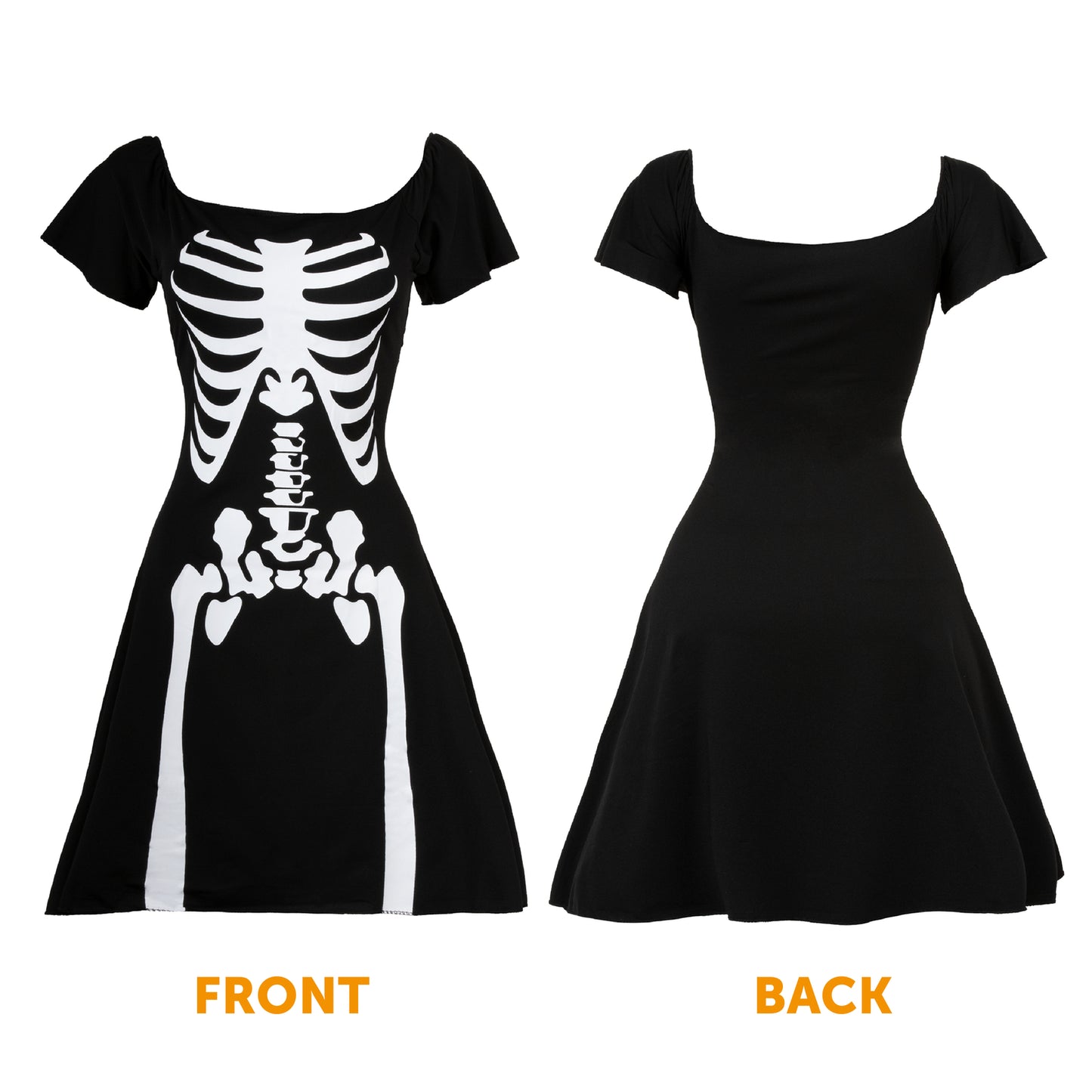 SKELETON SKATER DRESS COSTUME HALLOWEEN FANCY DRESS LADIES WOMENS ADULT OUTFIT