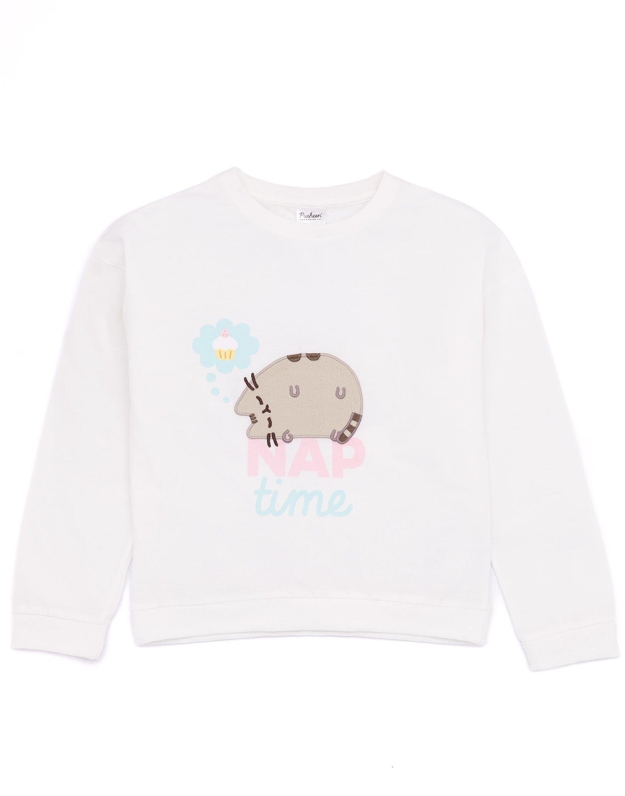 Pusheen Long Sleeve Short Leg Pyjama Set | Girls Blue/Cream | Official Merch