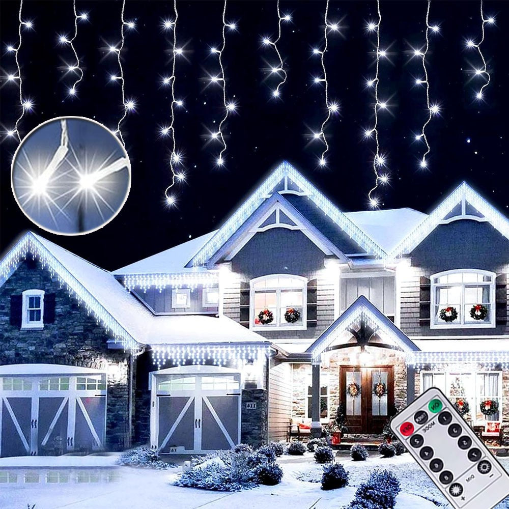 CHRISTMAS LED WHITE SNOWING ICICLE BRIGHT PARTY WEDDING XMAS OUTDOOR LIGHTS