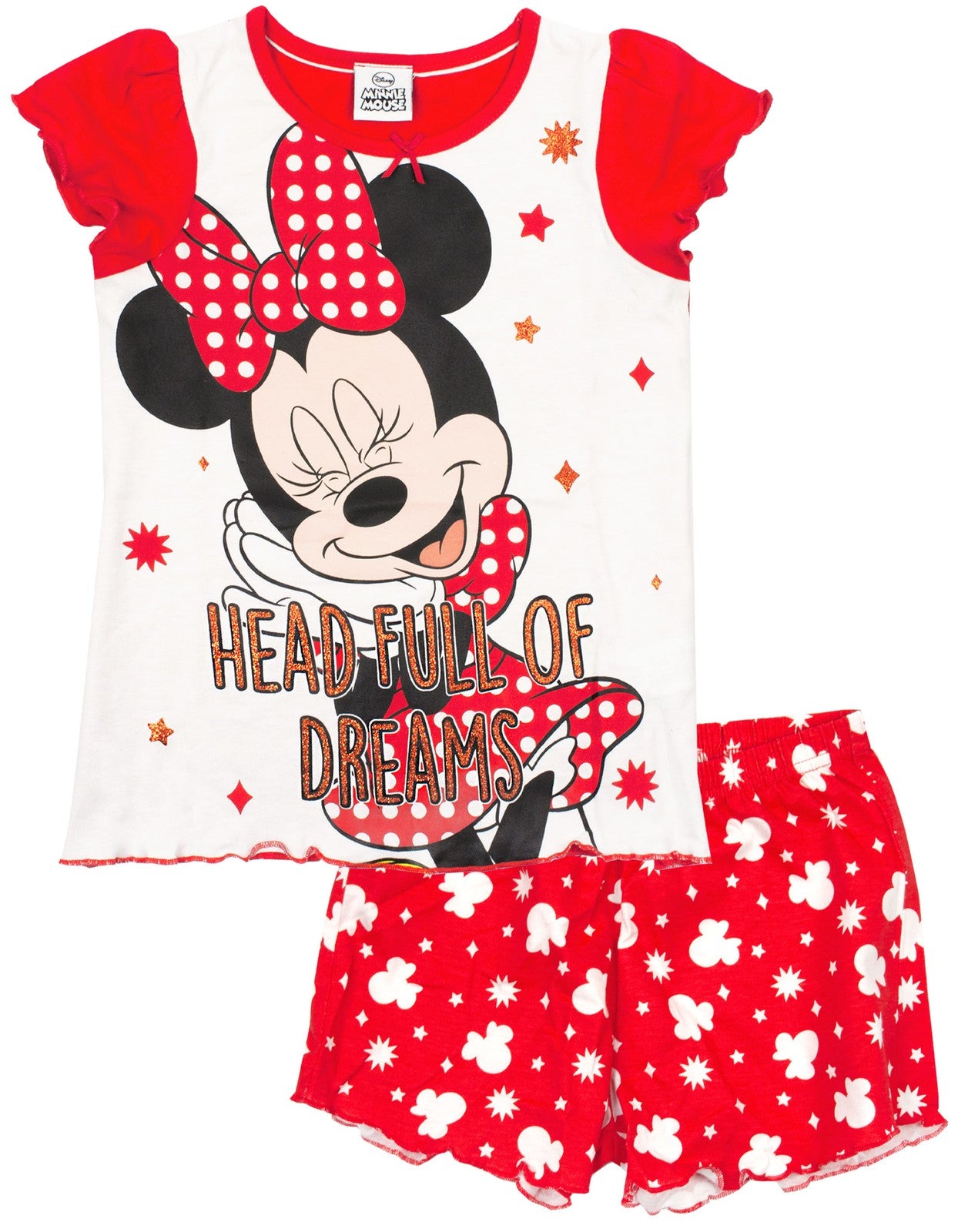 Disney Short Sleeve Short Leg Pyjama Set | Girls Red | Official Merch