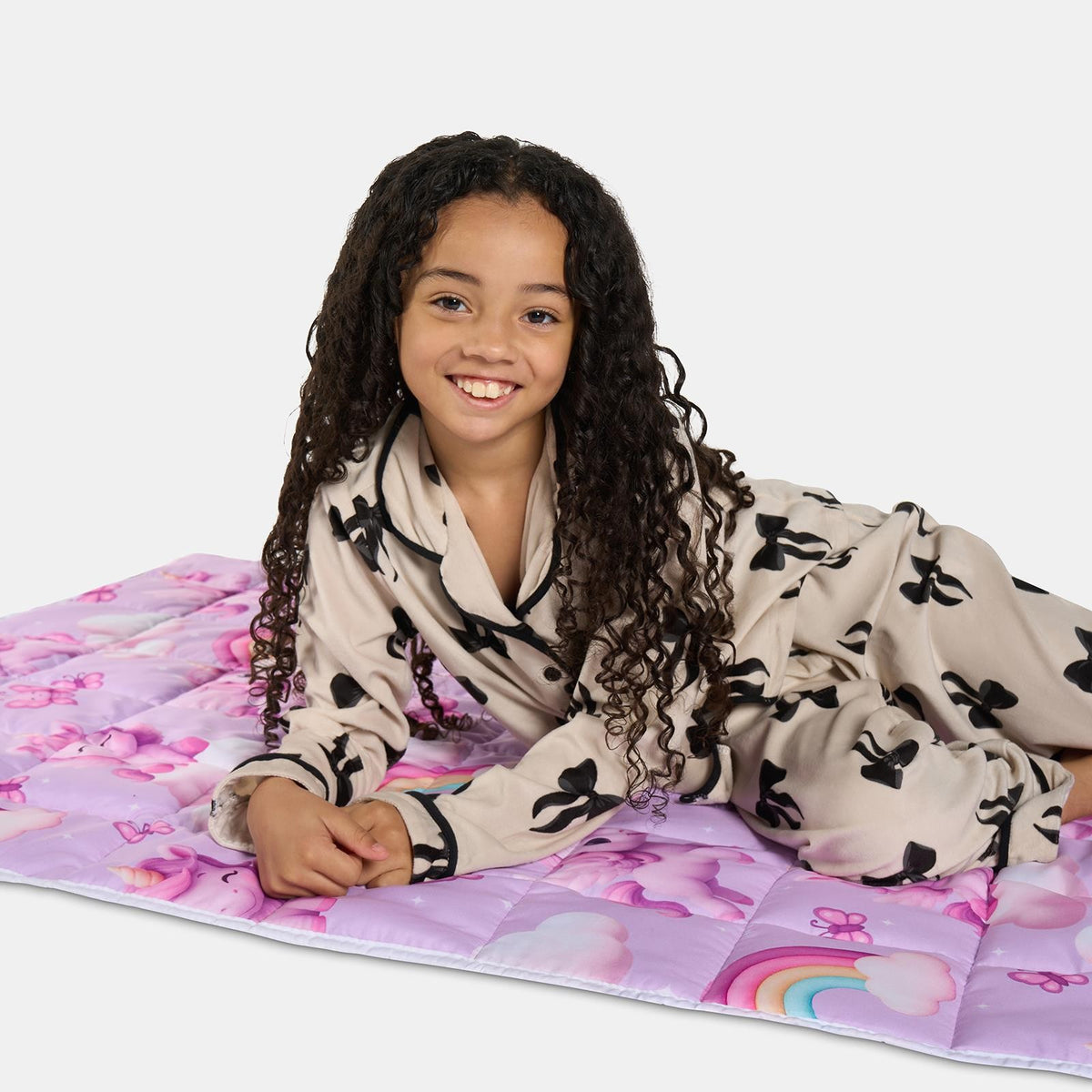 OHS Unicorn Weighted Blanket Kids 3kg Quilted Throw Sensory Sleep Therapy