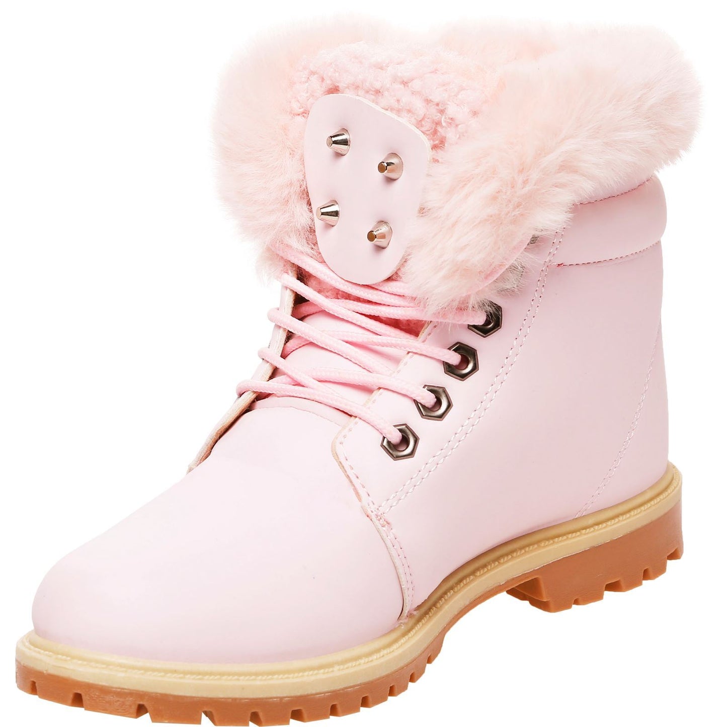WOMEN LADIES ANKLE FUR LINE BOOTS FLAT GRIP SOLE WINTER ARMY COMBAT WINTER SHOES