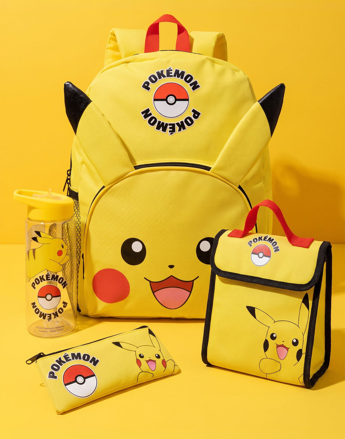 Pokemon 4 Piece Backpack Set | Boys Yellow | Official Merch