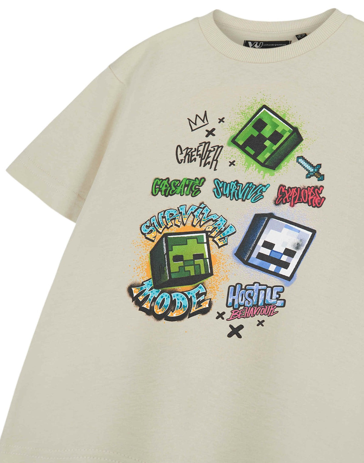 Minecraft Short Sleeved T-Shirt | Boys Oatmeal Gaming | Official Merch