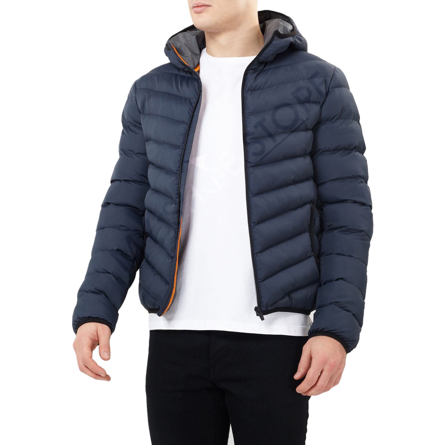 BRAVE SOUL MEN QUILTED HOODED PADDED BOMBER JACKET WARM BUBBLE PUFFER PUFFA COAT