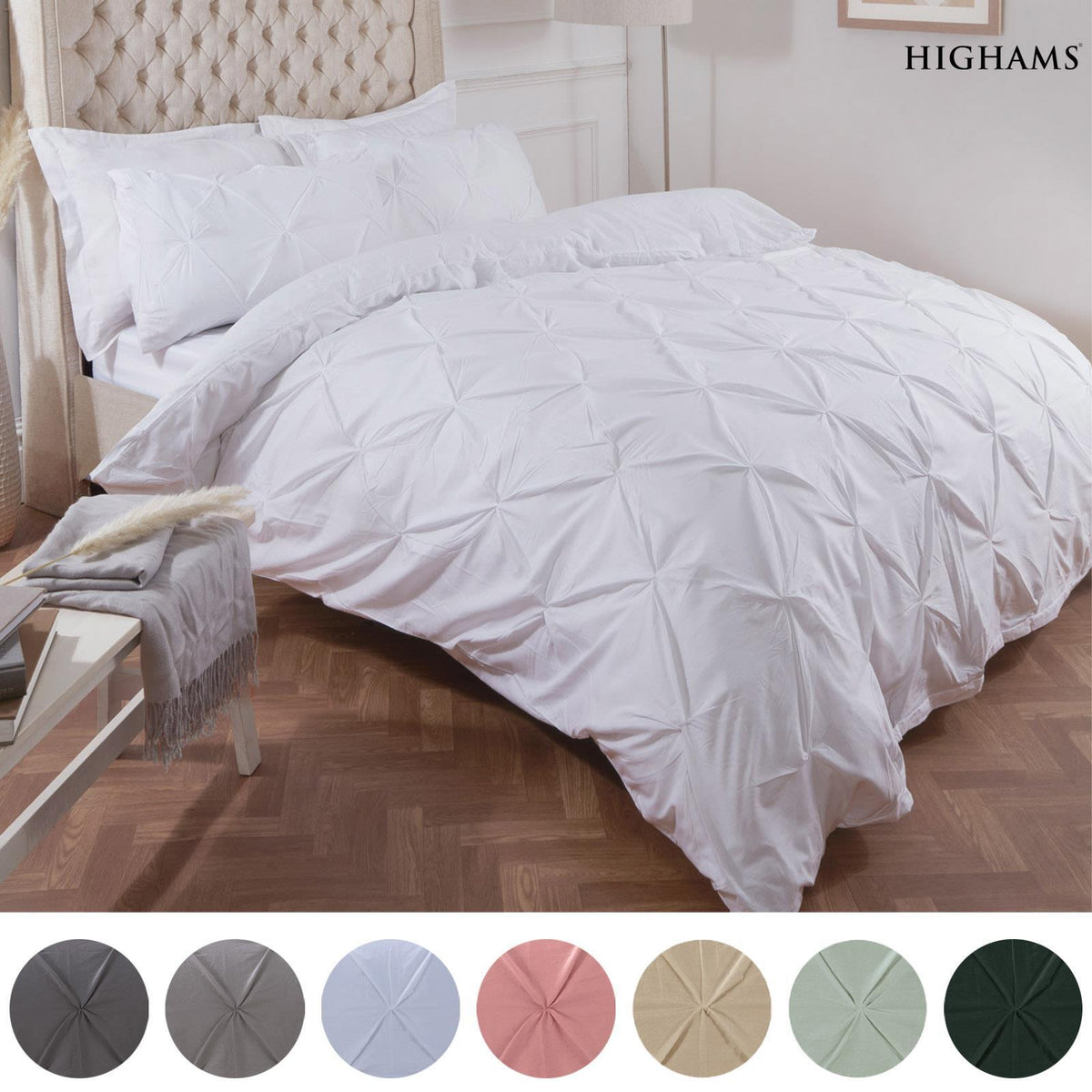 Pintuck Duvet Cover Pillowcase Pleated Polycotton Bedding Set Single Double King