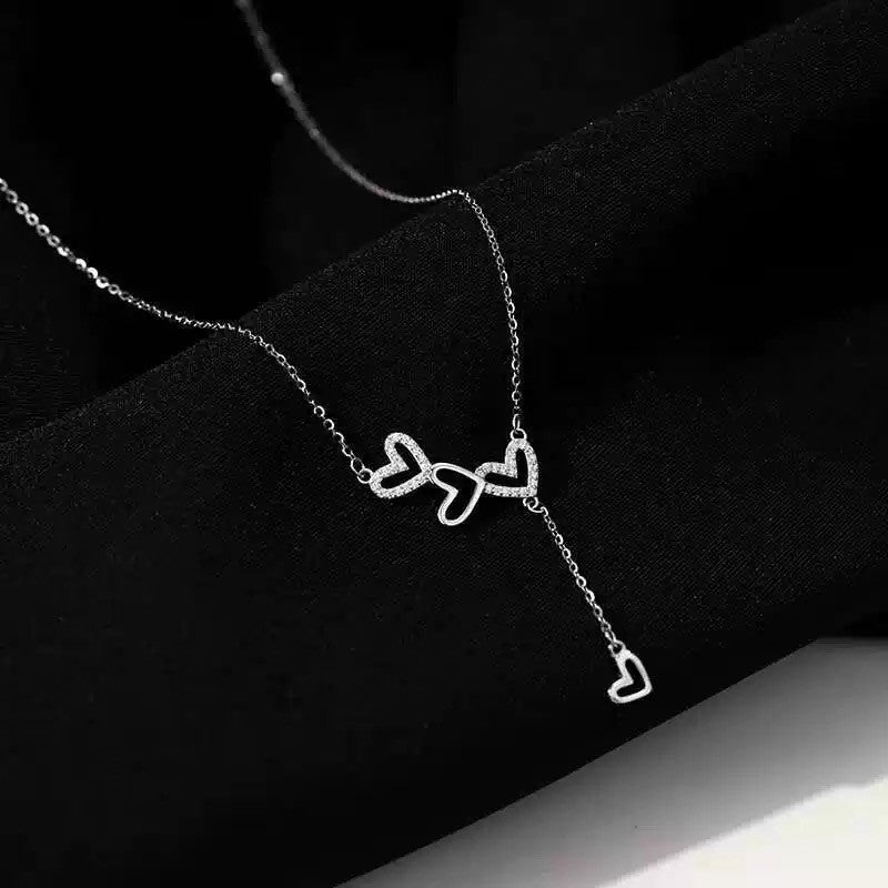925 Sterling Silver Heart Linked Choker Necklace Women Girls Jewellery Gift UK