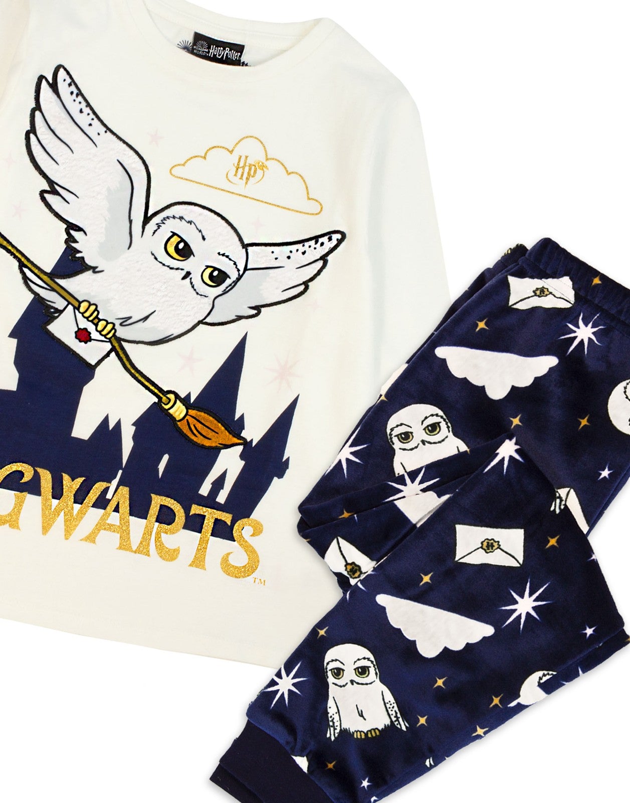 Harry Potter Long Sleeve Long Leg Pyjama Set | Girls White | Official Merch