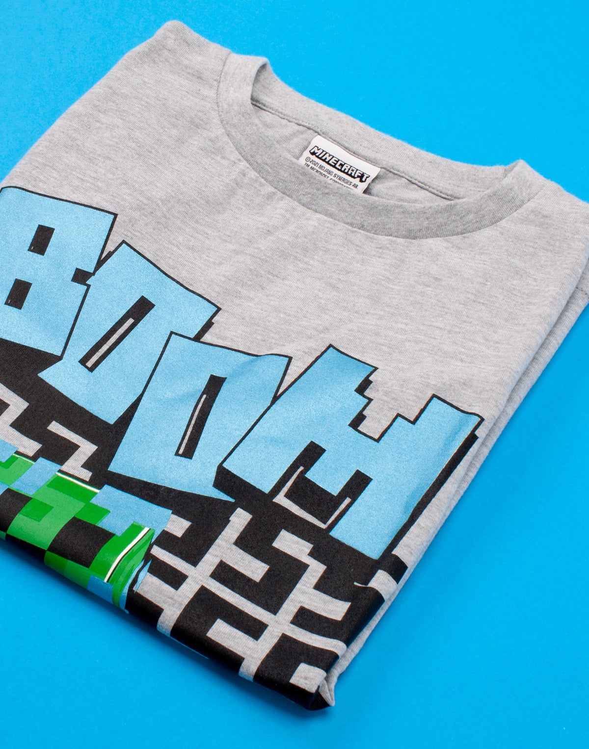 Minecraft Short Sleeved T-Shirt | Boys Grey Gaming | Official Merch