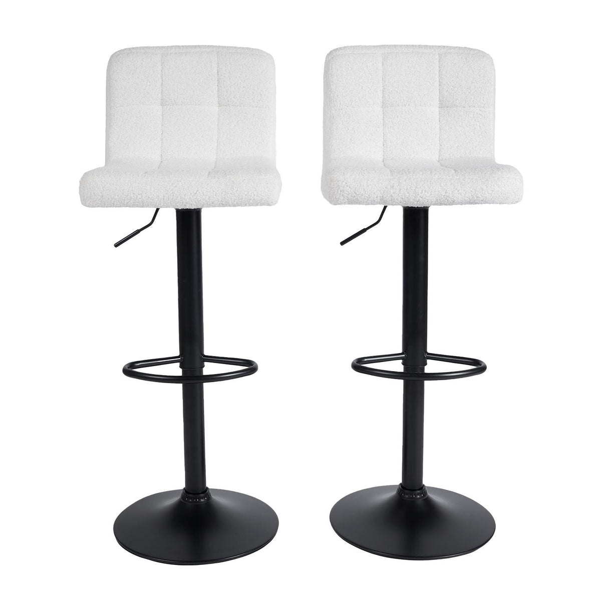 Bar Stools x 2 Backs Kitchen Chair Swivel Breakfast Boucle Pub Seat Adjustable