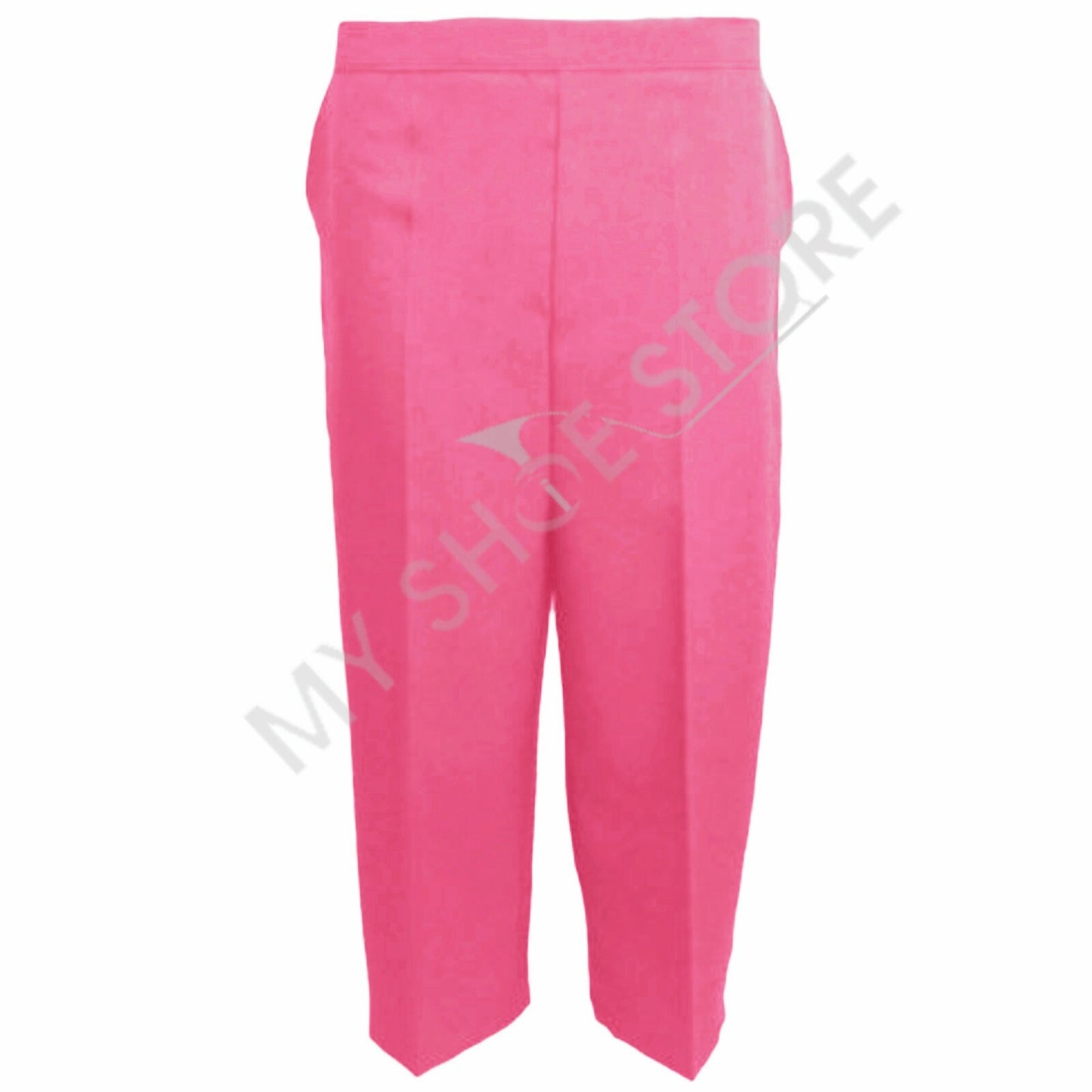 3/4 LENGTH WOMENS LADIES STRETCH ELASTICATED WAIST PLAIN PANTS CROPPED TROUSERS