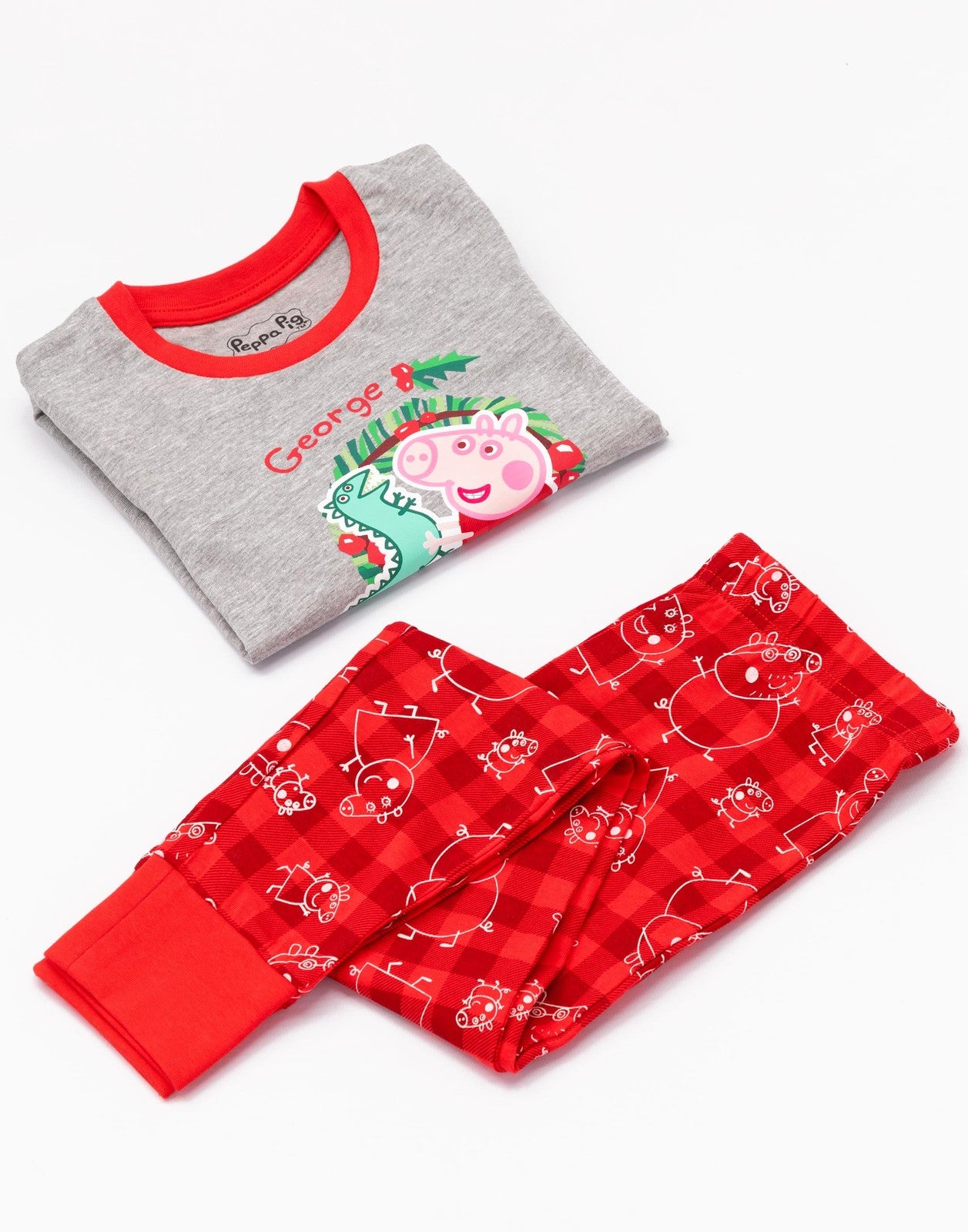 Peppa Pig Long Sleeve Long Leg Pyjama Set | Boys Red | Official Merch