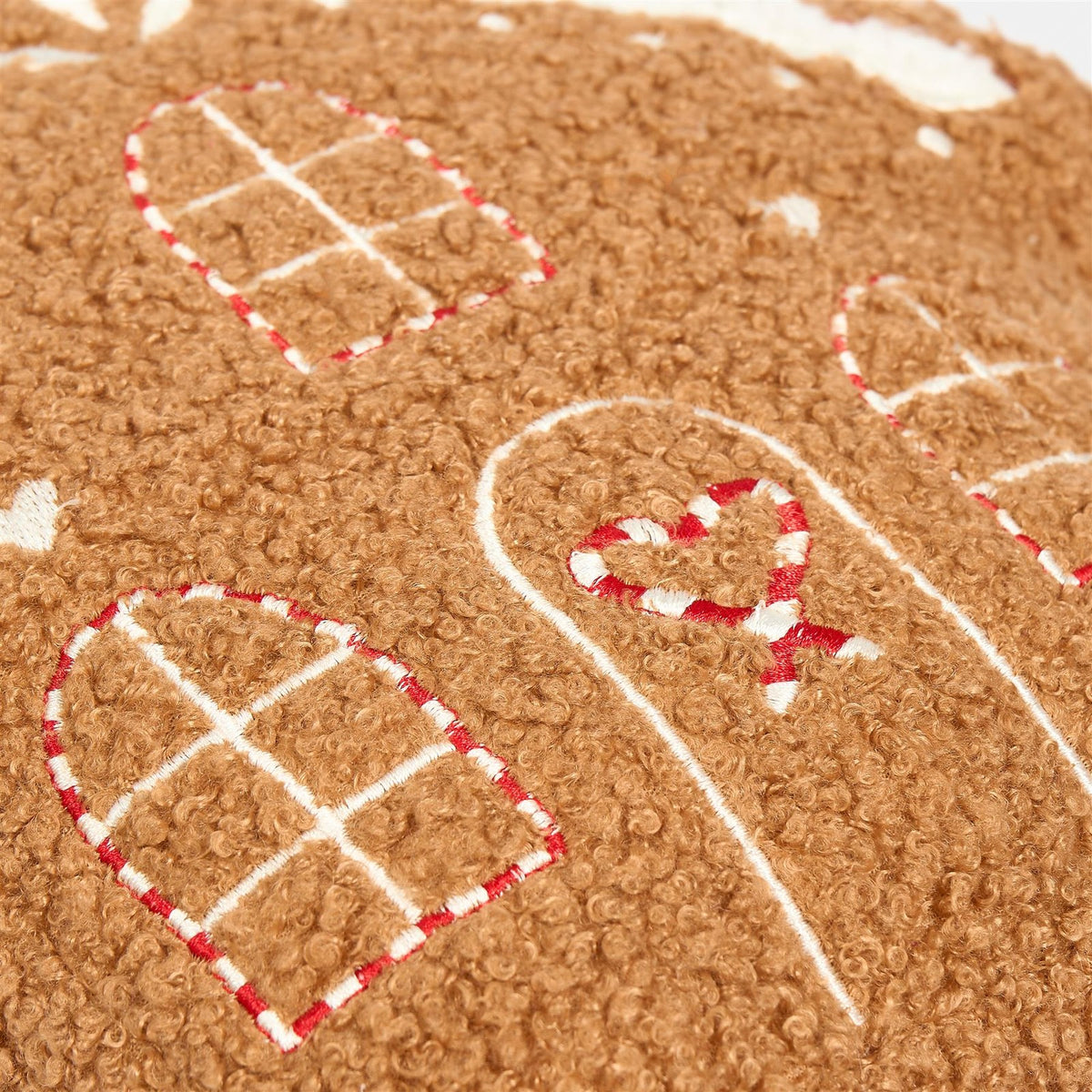 OHS Gingerbread House Cushion Xmas Festive Decor Novelty Scatter Pillow, Brown