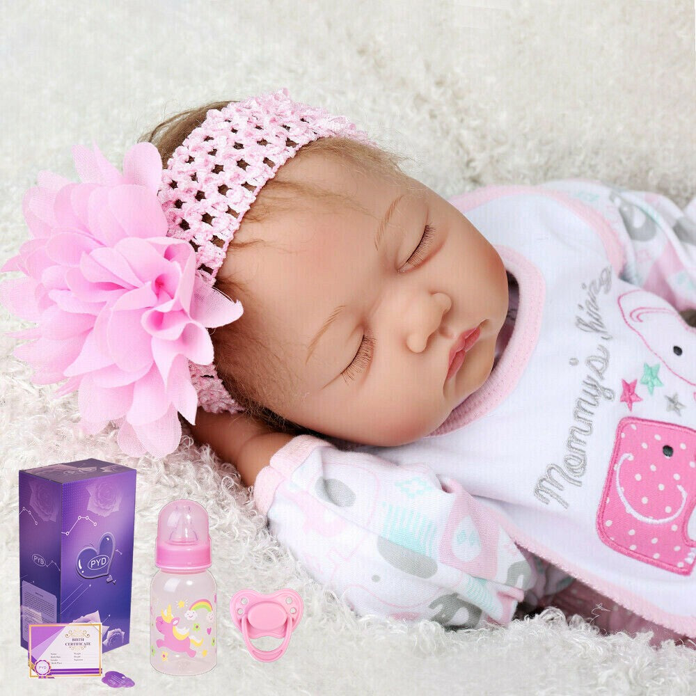 22'' Reborn Baby Dolls Vinyl Silicone Handmade Realistic Newborn Girl Doll Gift