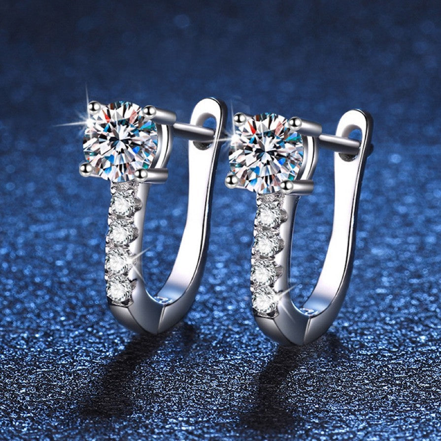 925 Sterling Silver Crystal Cubic Zirconia Elegant Hoop Earrings Women Jewellery