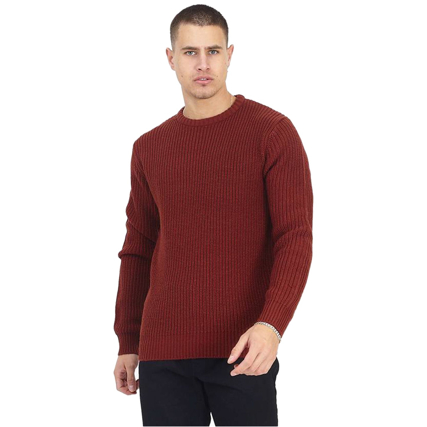 BRAVE SOUL MENS CREW NECK JUMPERS PULLOVER LONG SLEEVE WINTER SWEATER KNITTED TO