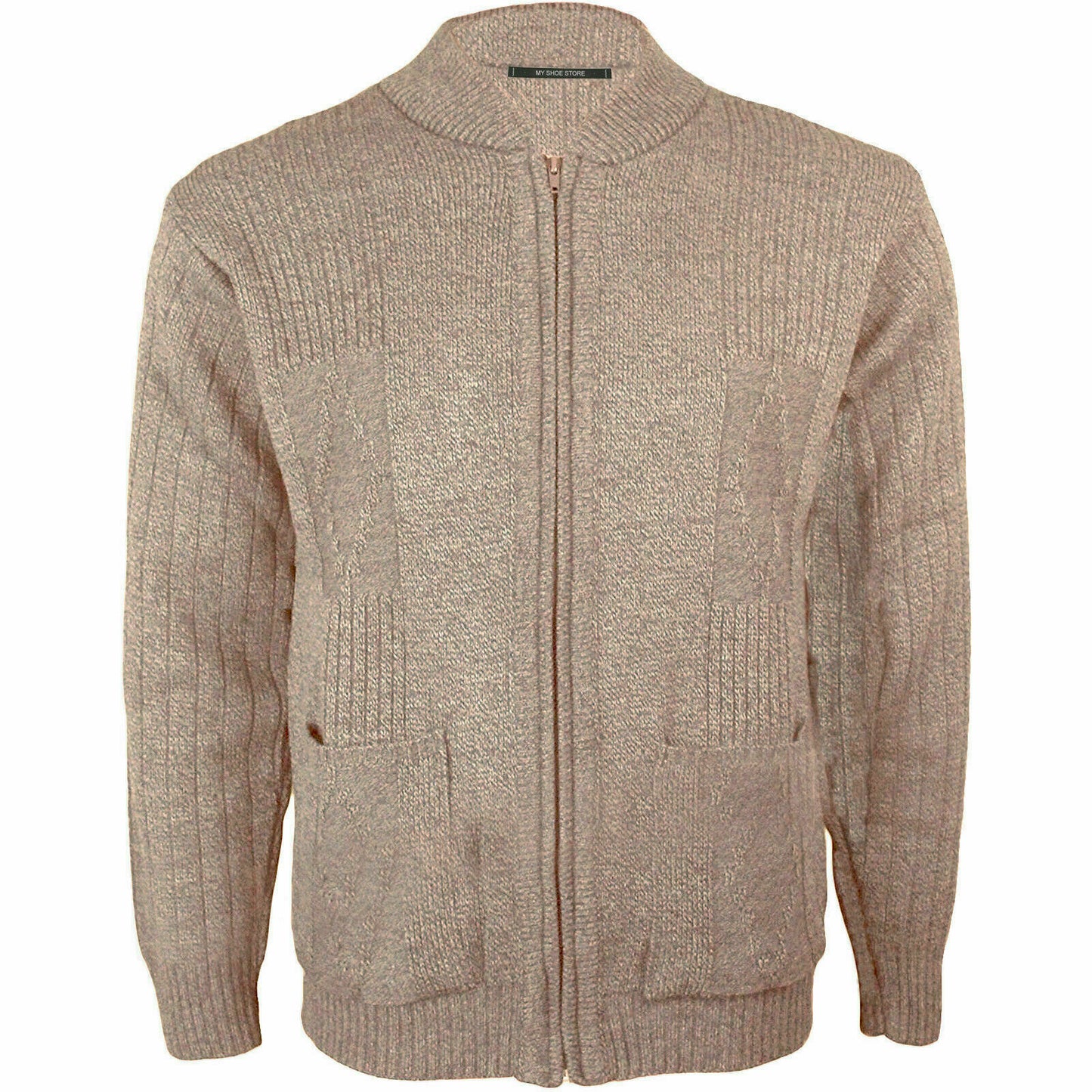 MENS AZTEC PATTERN CARDIGAN ZIP POCKET THICK WINTER WARM SWEATER KNITTED JUMPER