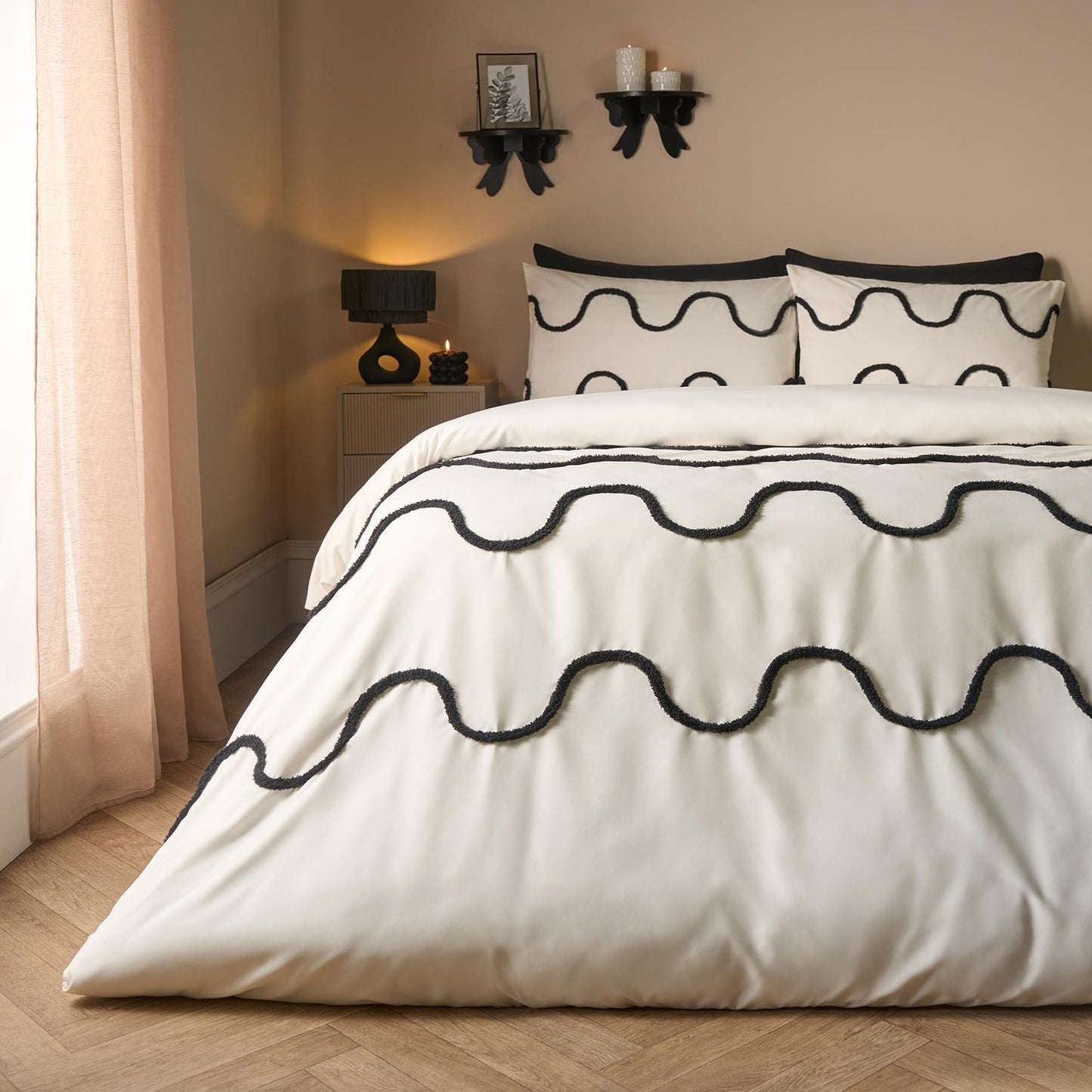 OHS Tufted Wave Bedding Set Soft Modern Duvet Cover with Pillowcase
