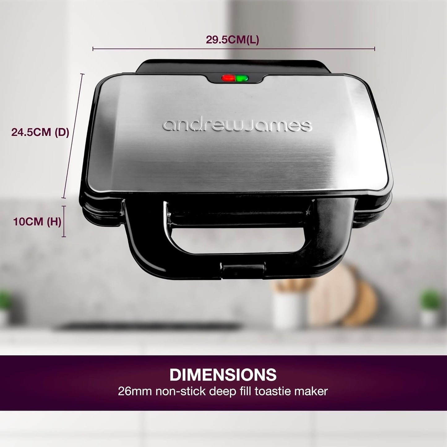 Toastie Maker Sandwich Toaster Extra Deep Fill Grill Toasty Machine Andrew James