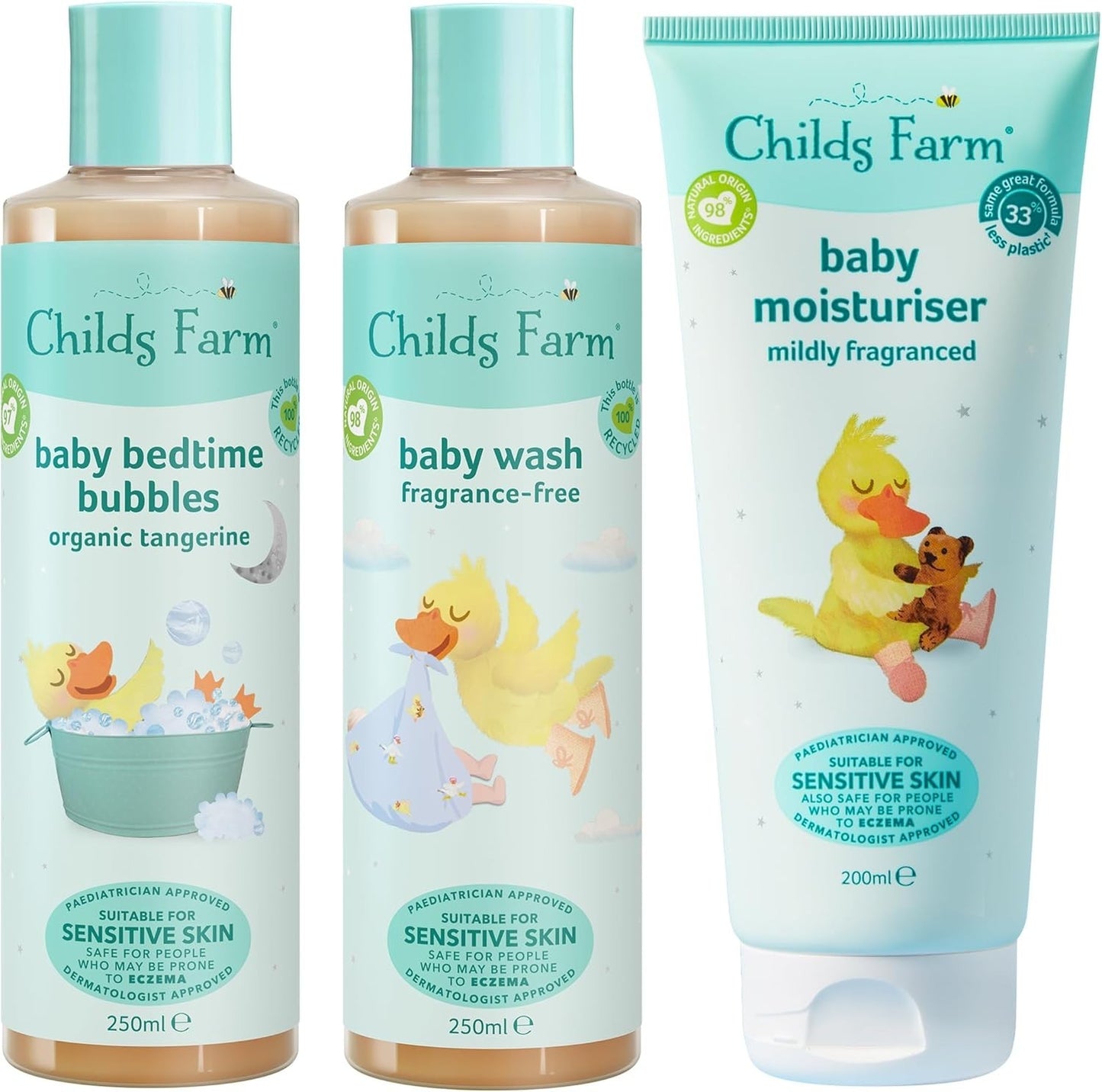 Complete Baby Skincare Bundle: Moisturiser, Wash & Bedtime Bubbles for Eczema