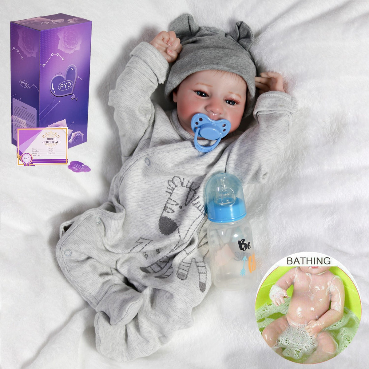 Lifelike Reborn Newborn Baby Dolls Waterproof Full Vinyl Silicone Body Boy Doll