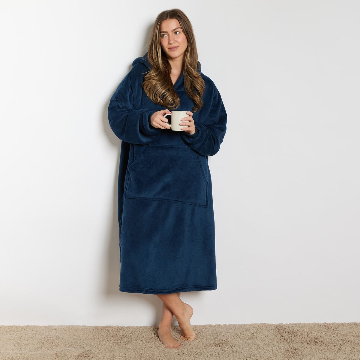 OHS Extra Long Hoodie Blanket Oversized Soft Sherpa Fleece Giant Sweatshirt