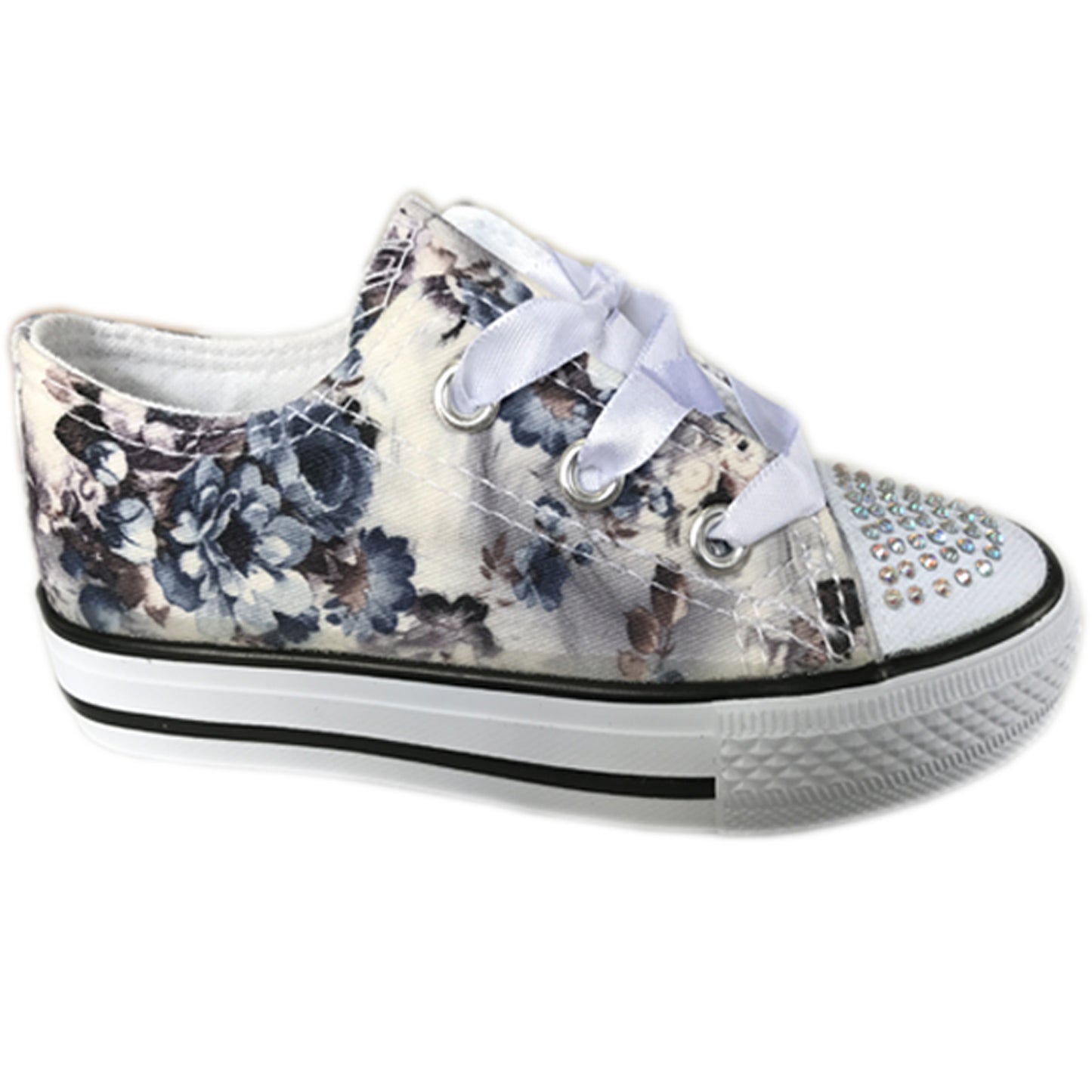GIRLS DIAMANTE CANVAS SHOES CHILDRENS CASUAL PUMPS PLIMSOLLS SNEAKERS TRAINERS