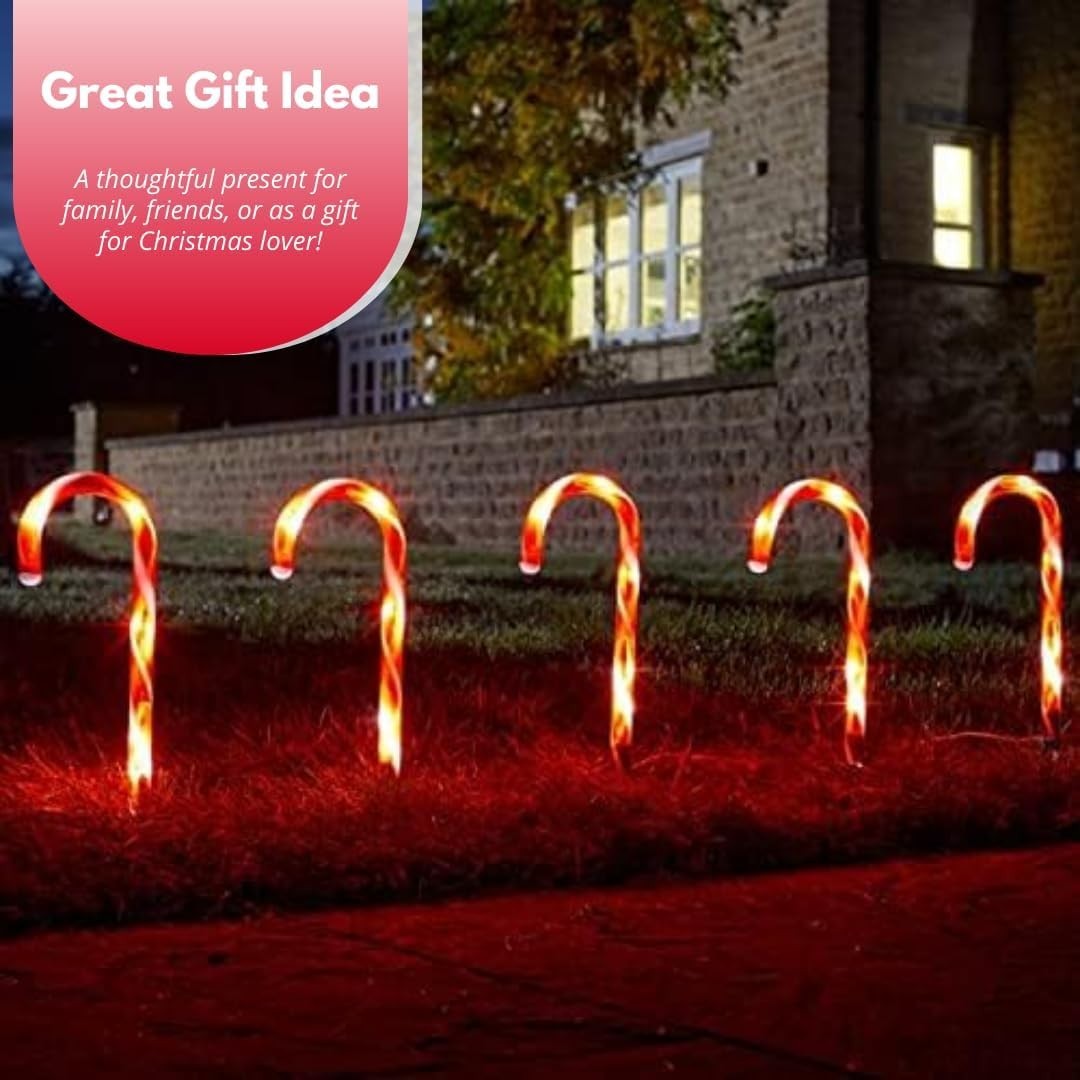 6pc Christmas Candy Cane Pathway Lights 30 LED Outdoor Garden Stake Xmas Decor