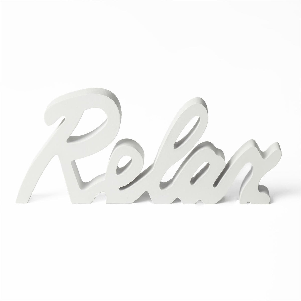 OHS Relax Sign Ornament Word Wood Figure New Home Bathroom Decor Gift, White
