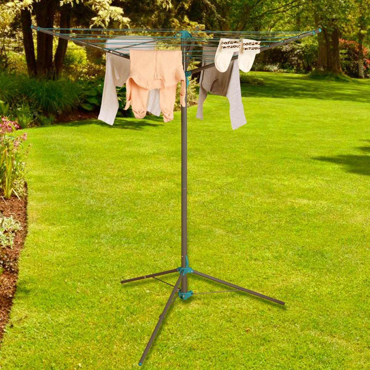Rotary Airer 3 Arm Clothing Drying Rack Laundry Storage Space Saving Hanger Rail