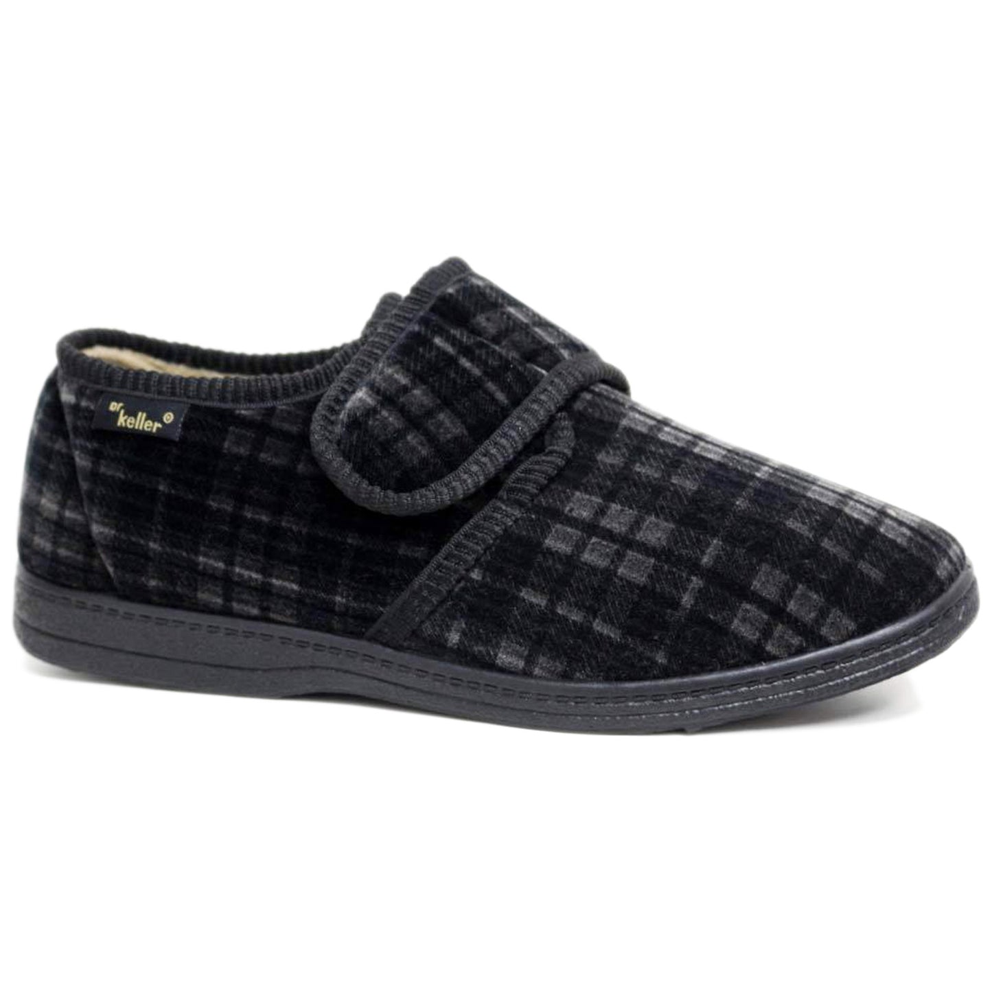 DR KELLER MENS SLIPPERS STRAP FLEECE UPPER WARM  CUSHIONED CASUAL SLIP ON SHOES