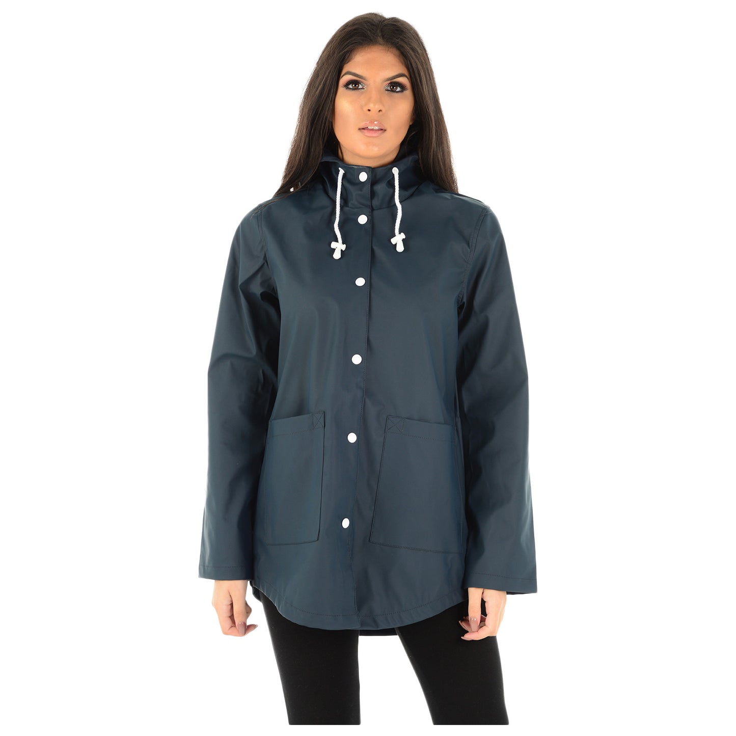LADIES RAINCOAT WOMENS WATERPROOF FESTIVAL HOODED COAT PARKA RUBBERISED JACKET
