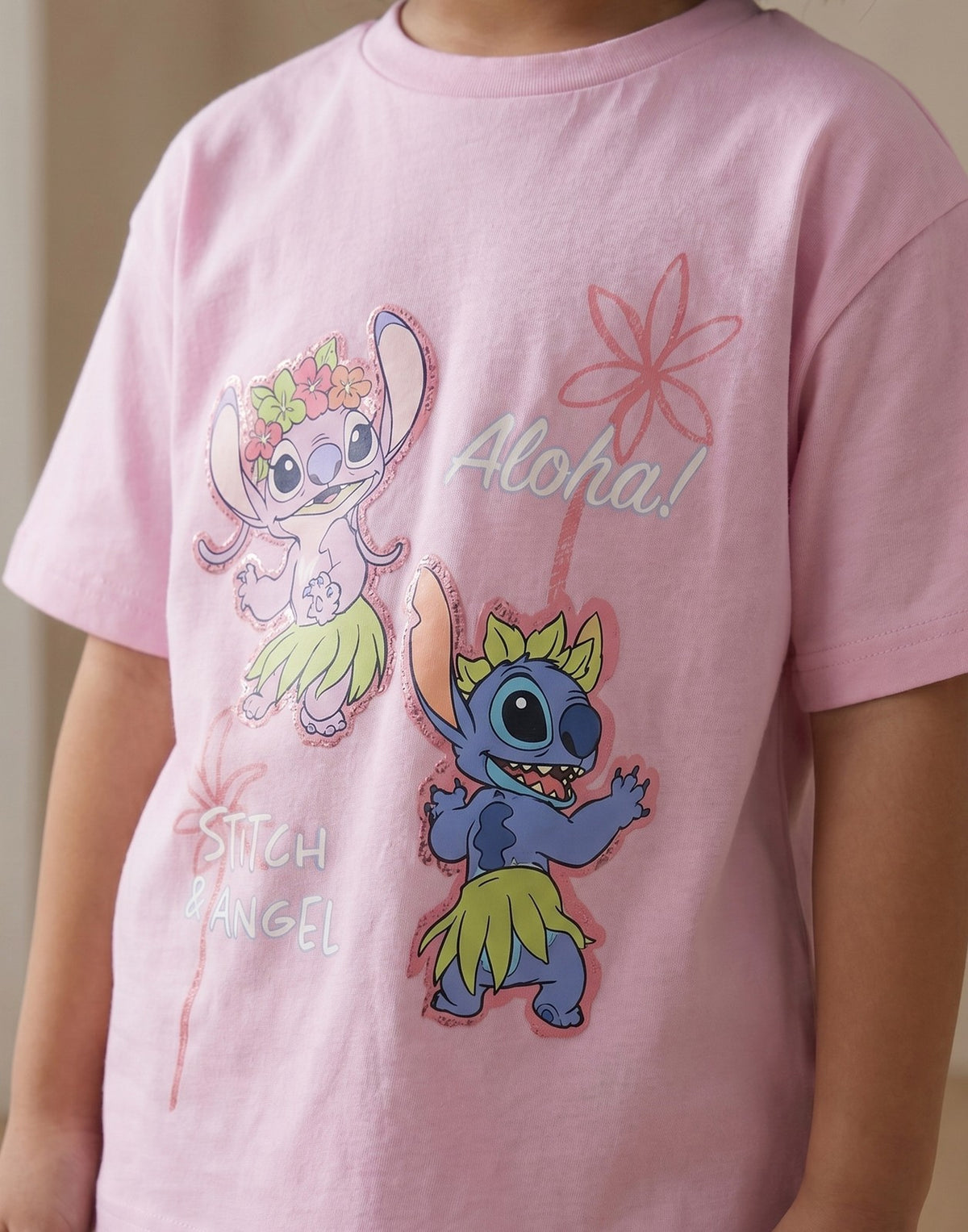 Lilo & Stitch T-Shirt and Shorts Set | Girls Pink | Official Merch